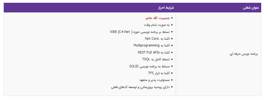 استخدام برنامه نویس حرفه ای در تهران