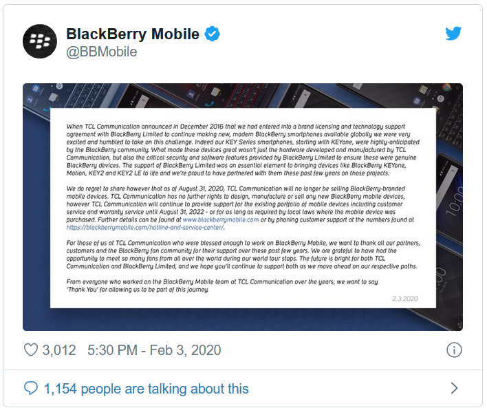 برند Blackberry به پایان راه خود رسید