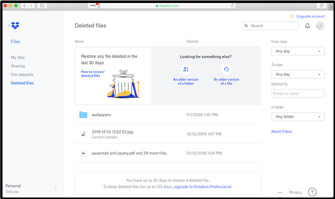 بازیابی تصاویر پاک شده از Dropbox بهترین روش برای بازیابی تصاویر پاک شده در دستگاههای اندرویدی
