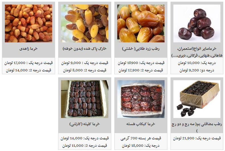 خرما در غرفه های تره بار کیلویی چند؟