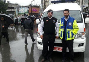 خدمات رسانی اورژانس بابل در راهپیمایی ۲۲ بهمن