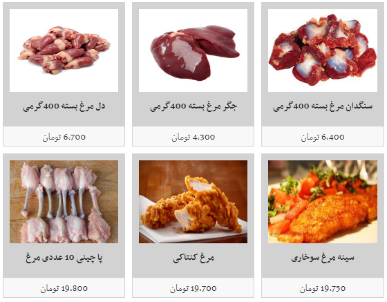 انواع گوشت مرغ در غرفه های تره بار کیلویی چند؟