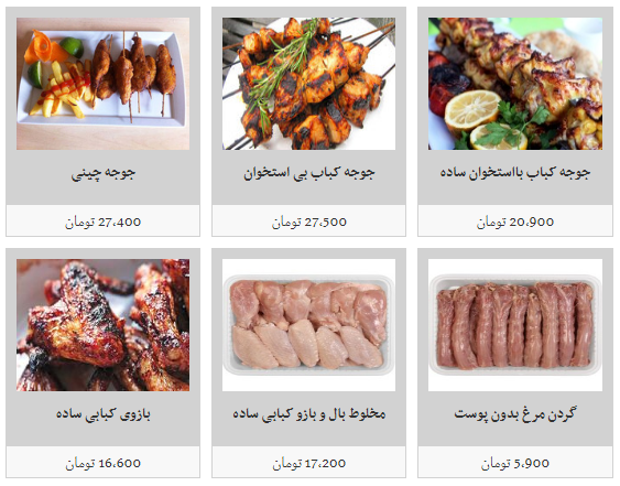 انواع گوشت مرغ در غرفه های تره بار کیلویی چند؟