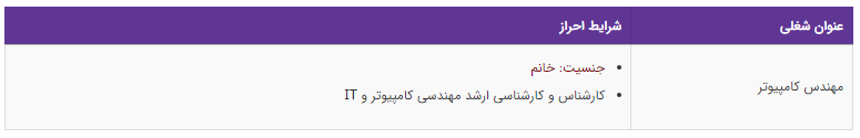 استخدام مهندس کامپیوتر در یک شرکت معتبر