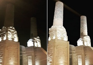 مناره‌های نظامیه ابرکوه نور پردازی شد