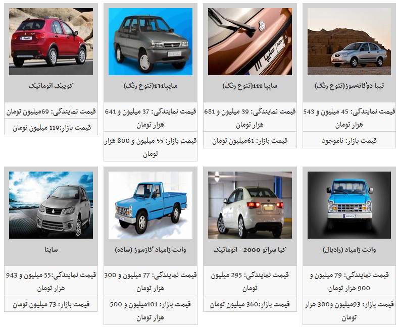 قیمت محصولات سایپا در ۷ بهمن