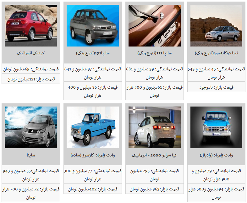 قیمت محصولات سایپا در ۸ بهمن