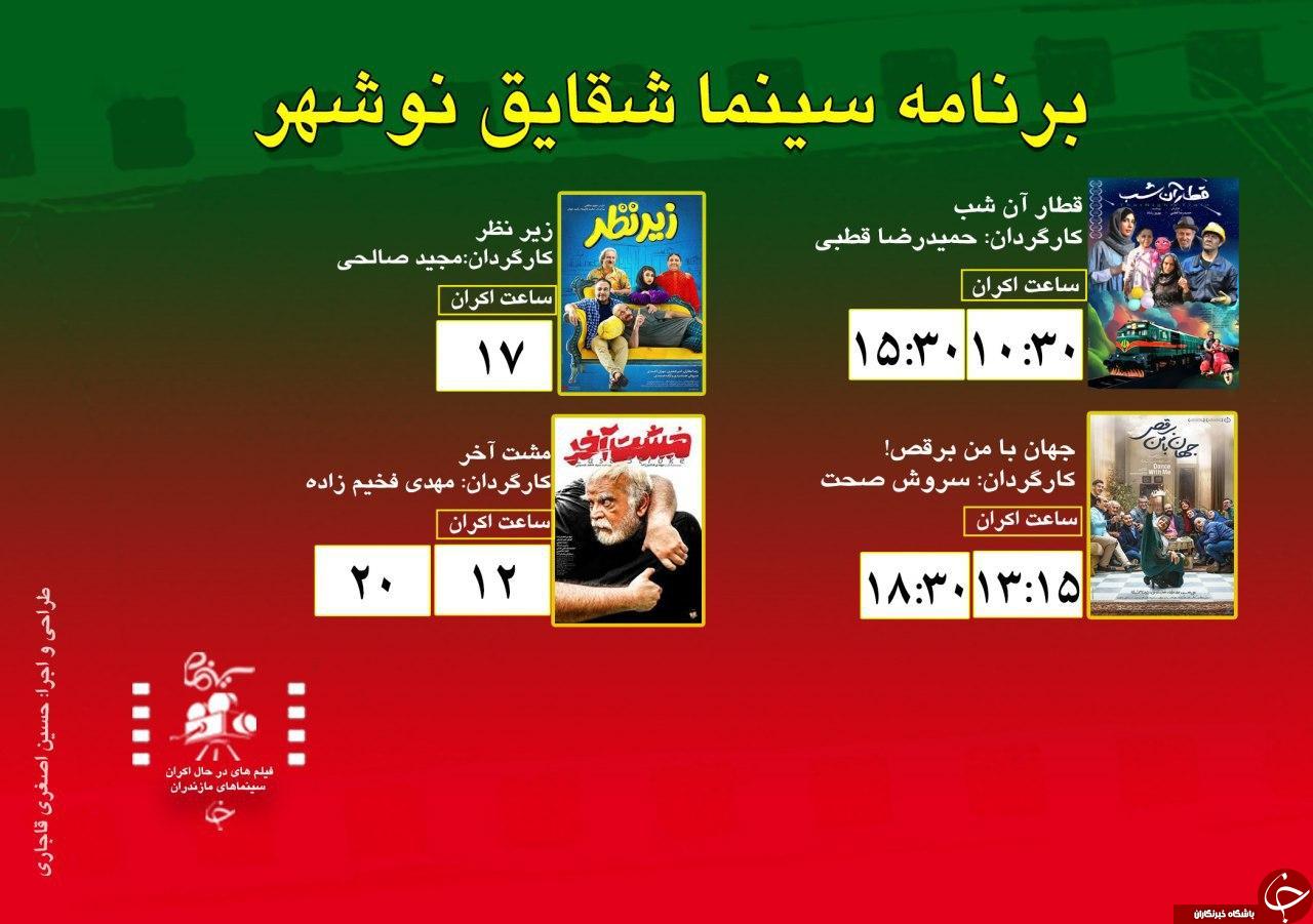 برنامه اکران سینما&zwnj;های مازندران