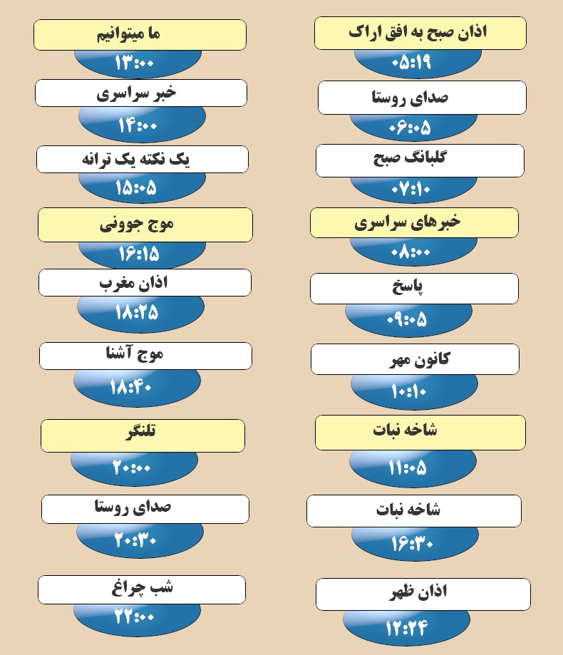 برنامه&zwnj;های صدای شبکه آفتاب در دهم اسفند ماه ۹۸