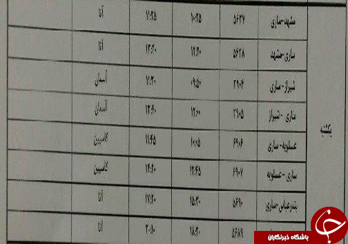 پرواز&zwnj;های یکشنبه ۱۱ اسفندماه فرودگاه&zwnj;های مازندران