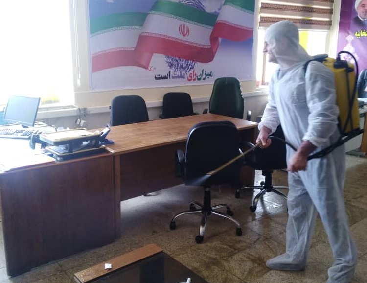 ضدعفونی فضای داخلی و محیط پیرامونی ساختمان پلیس راهور استان
