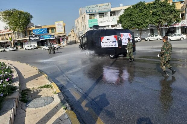 نقاط پرتردد شهر بوشهر برای مقابله با کرونا ضدعفونی شد