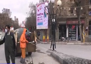 تلاش شهرداری نهاوند در ضد عفونی کردن شهر + فیلم
