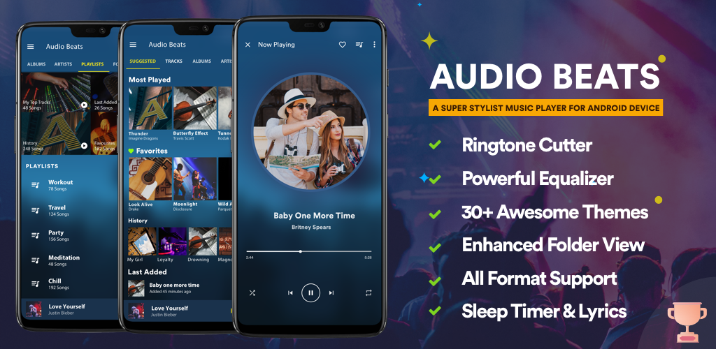 دانلود Audio Beats &ndash; Music Player Full 5.5.0 - پلیر صوتی گرافیکی و قدرتمند