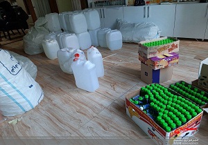 کشف کارگاه تولید مواد ضدعفونی کننده تقلبی در تویسرکان