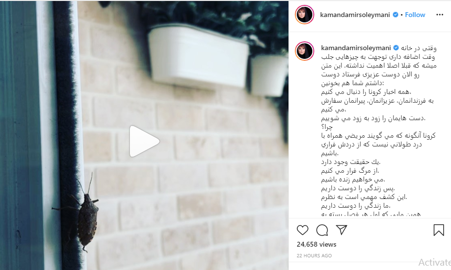 بسته اینستاگرامی هنرمندان به تاریخ ۲۴ اسفند؛