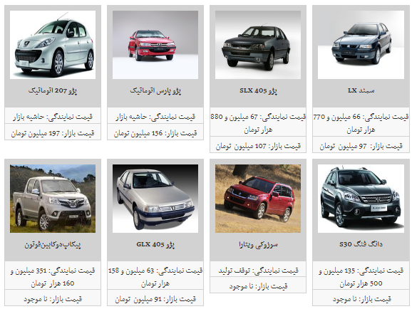 قیمت محصولات ایران خودرو در ۲۴ اسفند