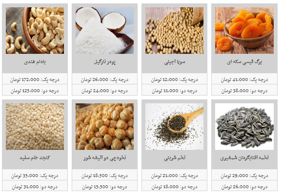 آجیل و خشکبار در غرفه های تره بار چند قیمت است ؟