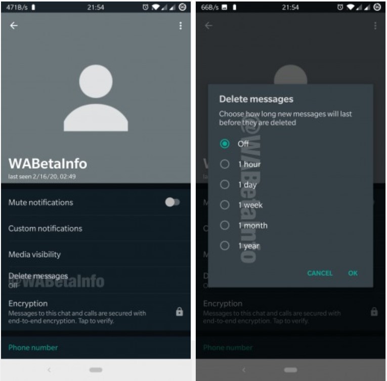 فیسبوک قابلیت حذف خودکار پیام را به واتساپ اضافه می&zwnj;کند
