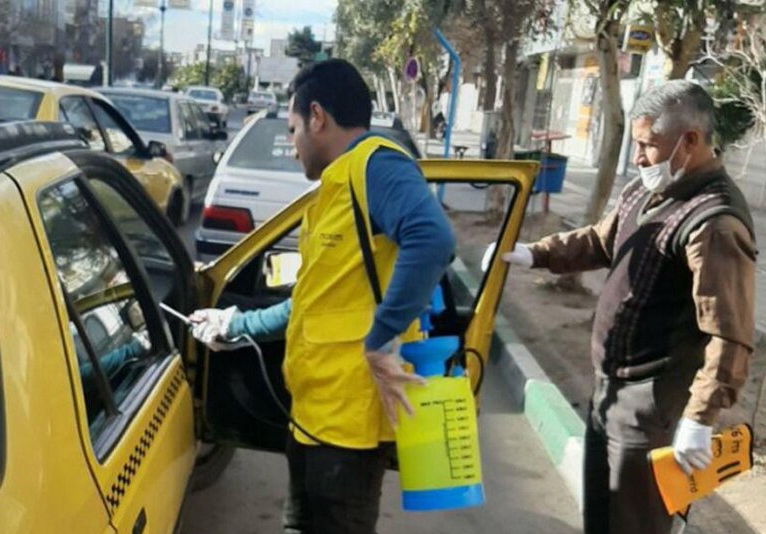 ضدعفونی خودروها در ورودی شهرستان هریس