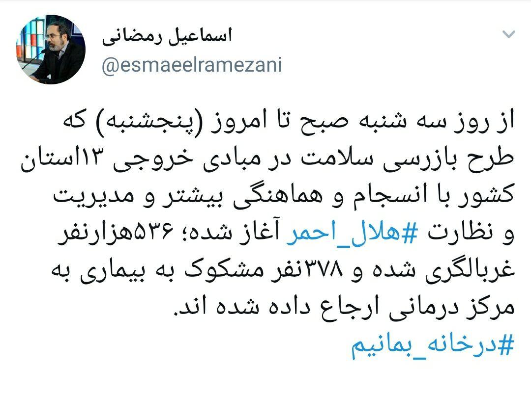 شناسایی ۳۷۸ نفر مشکوک به کرونا در مبادی خروجی ۱۳استان