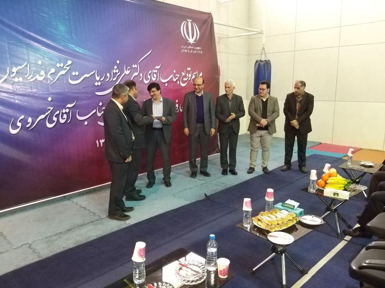 مراسم تودیع علی نژاد و معارفه علیرضا خسروی در فدراسیون ووشو برگزار شد