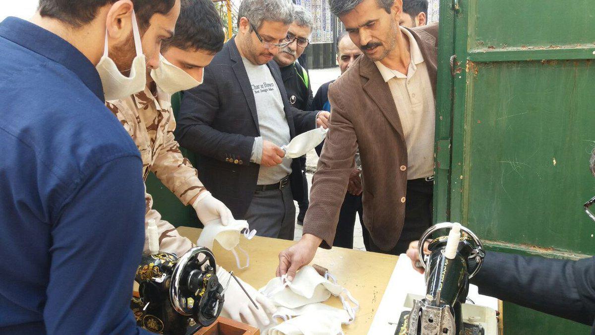 تولید و توضیع ماسک رایگان میان مردم توسط گروه های جهادی