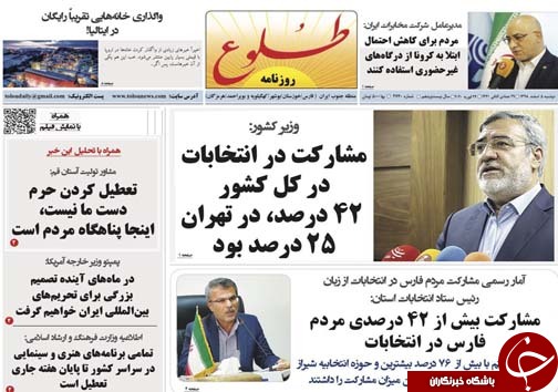 تصاویر صفحه نخست روزنامه&zwnj;های فارس روز ۵ اسفند سال ۱۳۹۸