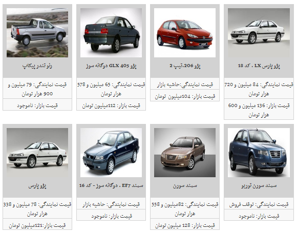 قیمت محصولات ایران خودرو در ۵ اسفند