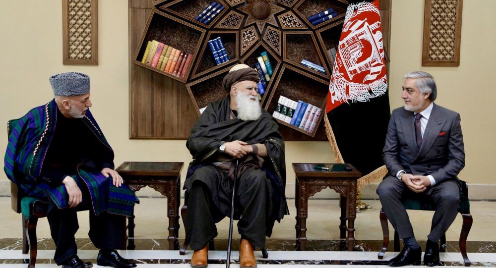 کرزی و سیاف به دیدار اشرف غنی و عبدالله رفتند