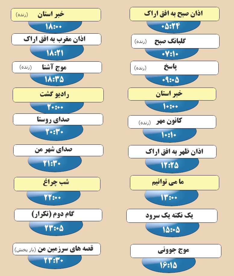 برنامه&zwnj;های صدای شبکه آفتاب در ششم سفند ماه ۹۸