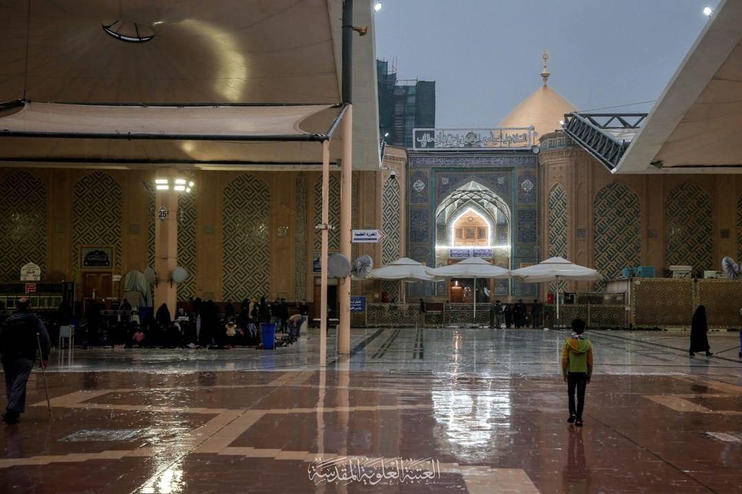 لحظه نزول رحمت الهی در صحن و سرای حرم امیرالمومنین (ع)
