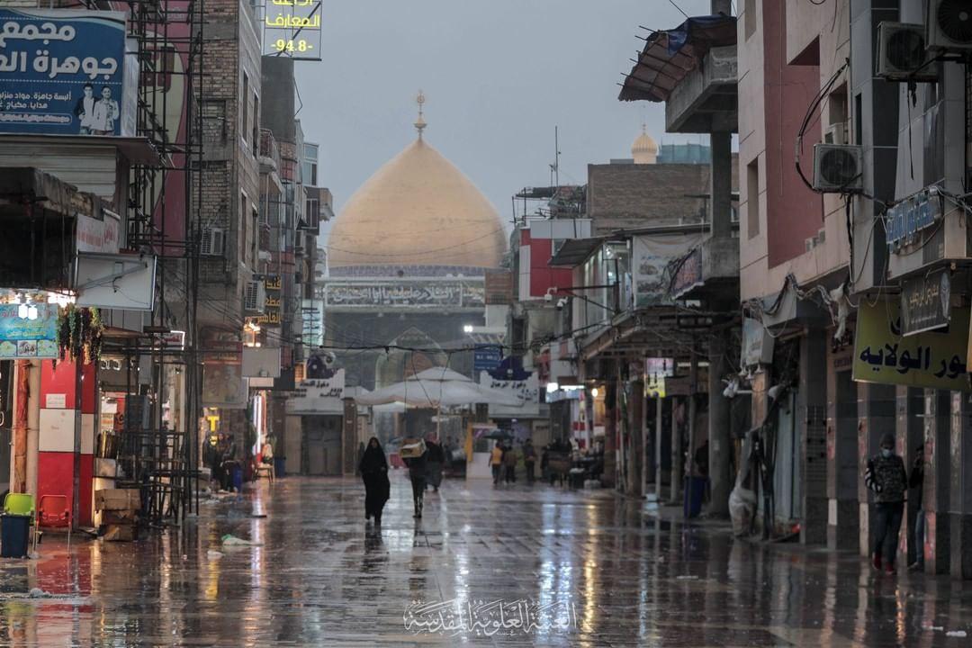 لحظه نزول رحمت الهی در صحن و سرای حرم امیرالمومنین (ع)