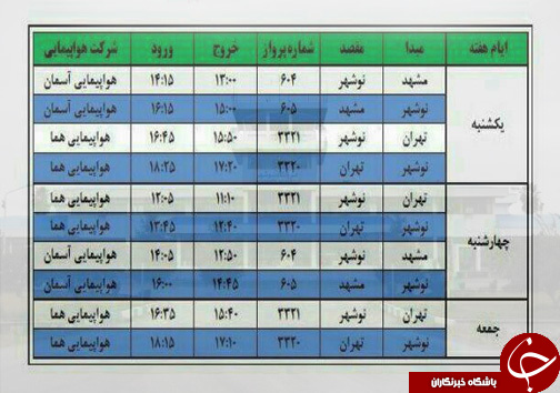 پرواز&zwnj;های پنجشنبه ۸ اسفندماه فرودگاه&zwnj;های مازندران
