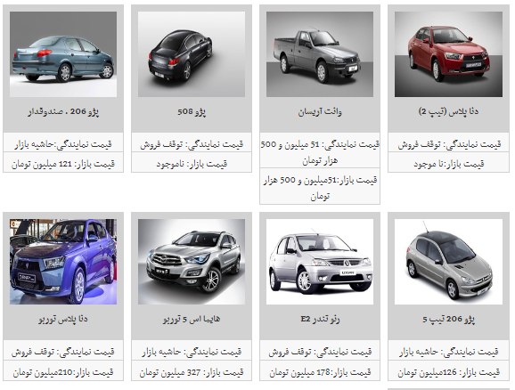 قیمت محصولات ایران خودرو در ۸ اسفند