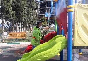 ادامه عملیات ضدعفونی اماکن عمومی و پارک‌ها در شوش