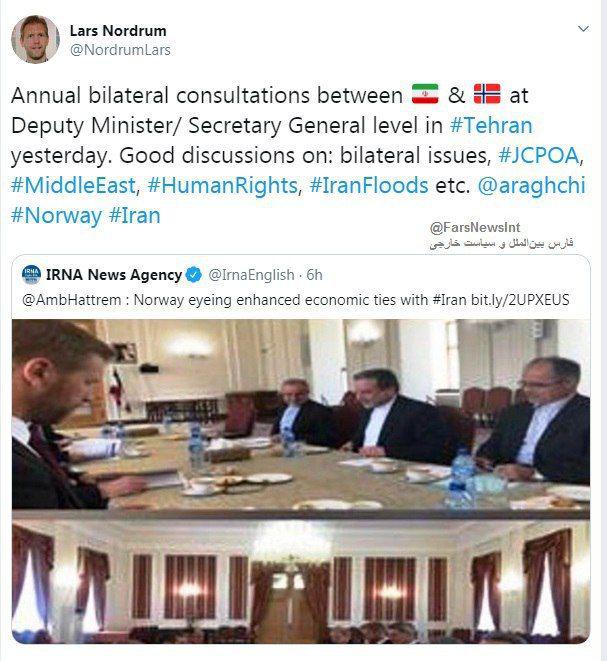 نهمین دور رایزنی&zwnj;های سیاسی ایران و نروژ در تهران