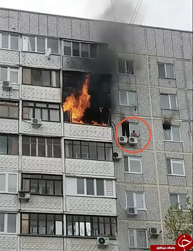 نجات معجزه آسای پسر ۹ ساله در حادثه آتش سوزی آپارتمان! + تصاویر///