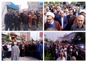 تشییع پیکر پدر شهیدان رضیعی در شهرستان بهشهر