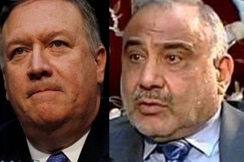 پمپئو در تماس با عبدالمهدی مدعی حمایت آمریکا از سیاست خارجی عراق شد