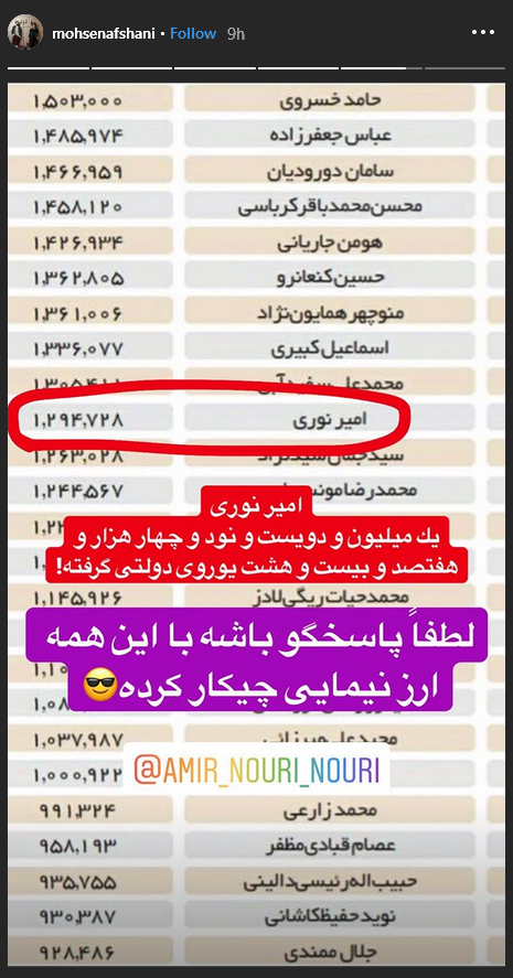 واکنش امیر نوری به اتهام محسن افشانی در خصوص گرفتن ارز دولتی