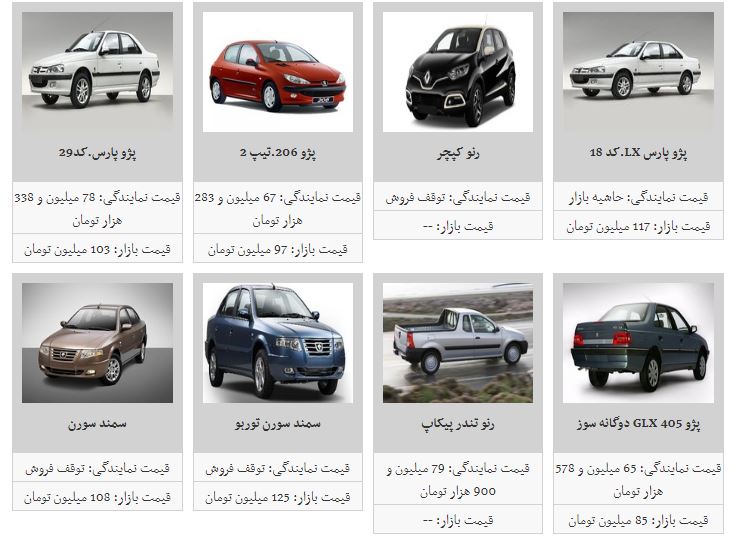 قیمت خودرو امروز افزایش یافت + جدول