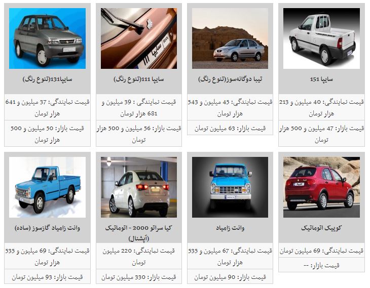 قیمت خودرو امروز افزایش یافت + جدول