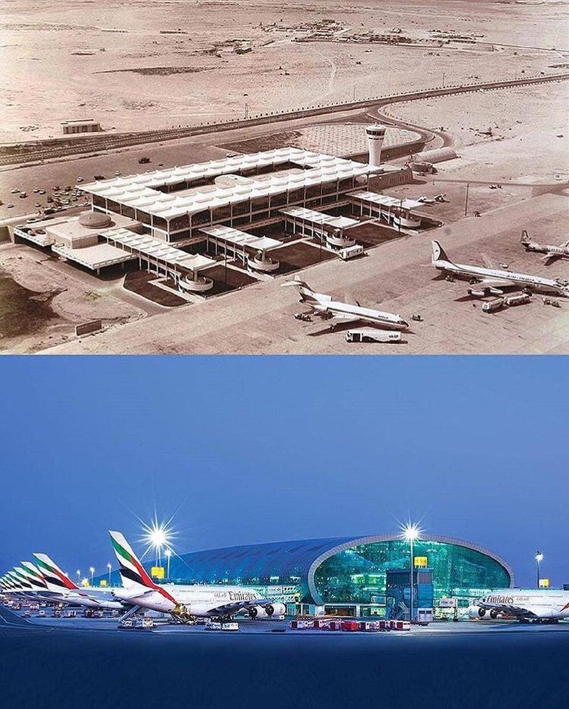 تصاویری از فرودگاه دبی در ۵۹ سال پیش تا زمان حال