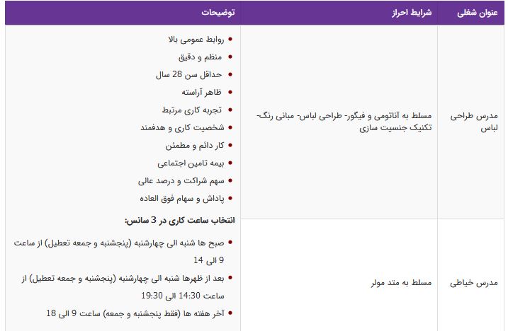 استخدام مدرس طراحی لباس،مدرس خیاطی در تهران