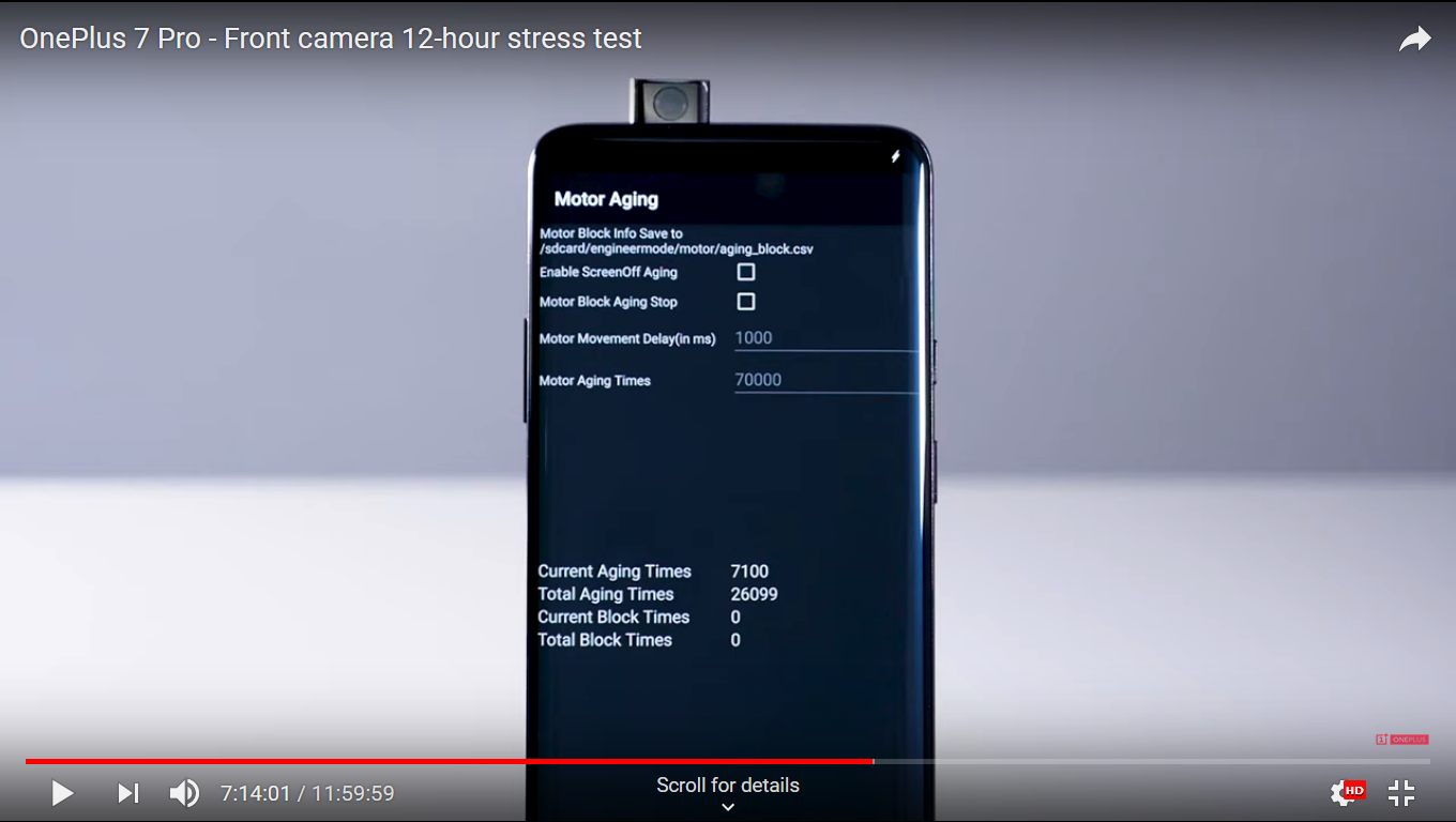 ویدئو ۱۲ ساعته آزمایش مقاومت دوربین OnePlus 7 منتشر شد +فیلم