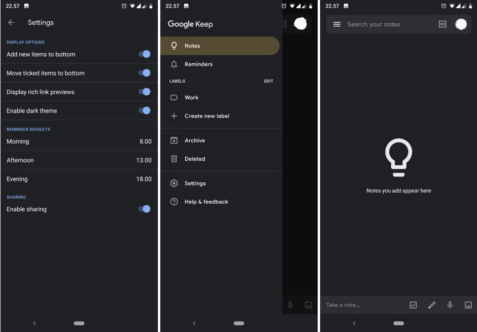 نرم&zwnj;افزار Google Keep به قابلیت حالت تاریک مجهز می&zwnj;شود