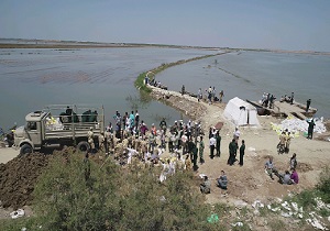 فیلم هوایی از فعالیت شبانه‌روز نیروهای جهادی در آق قلا
