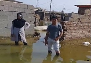 وضعیت آبگرفتگی در تازه‌آباد آق قلا + فیلم