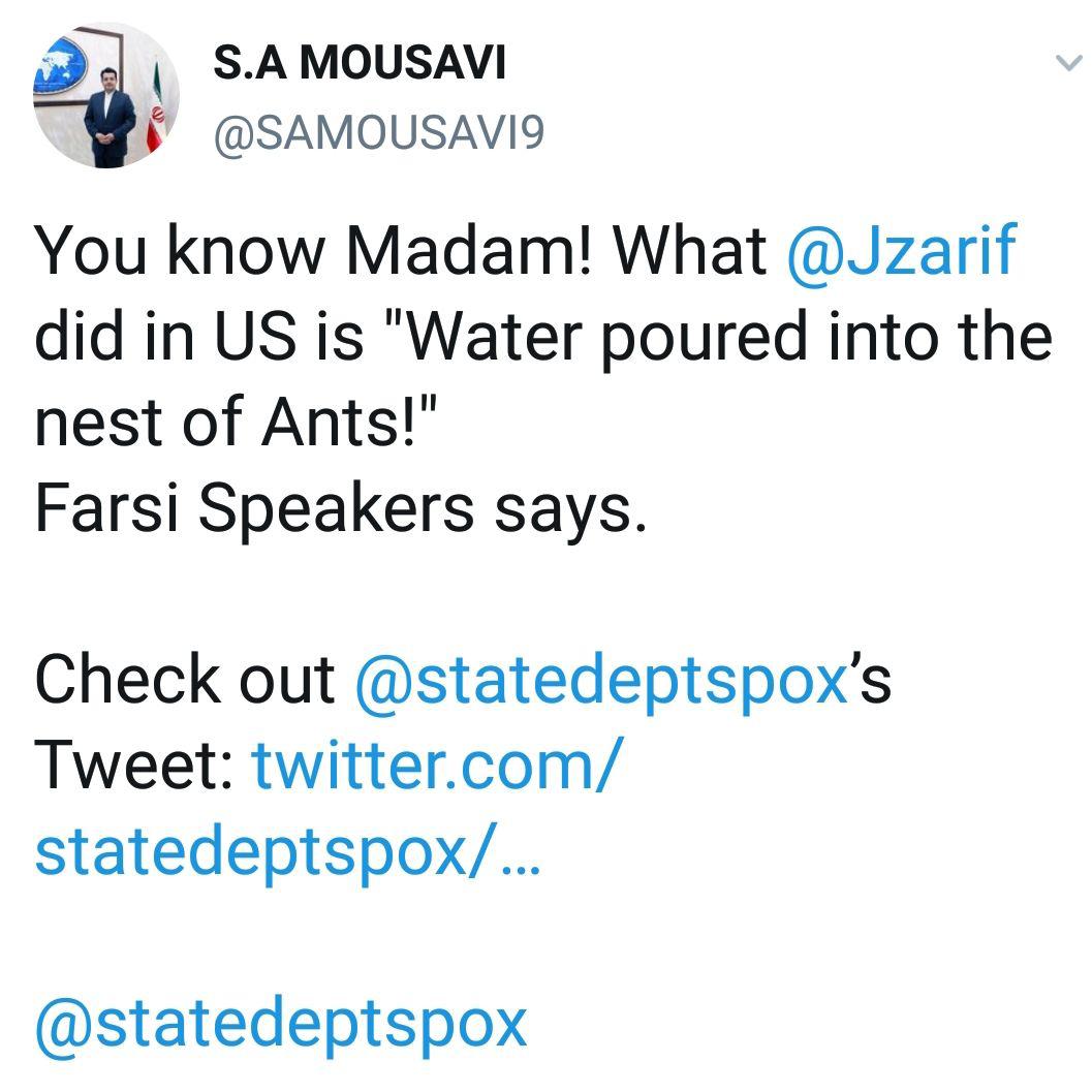 موسوی به اظهارات همتای آمریکایی خود واکنش نشان داد موسوی به اظهارات همتای آمریکایی خود واکنش نشان داد